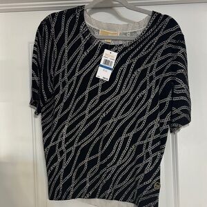 Michael Kors Black and White Chain Print Tee
